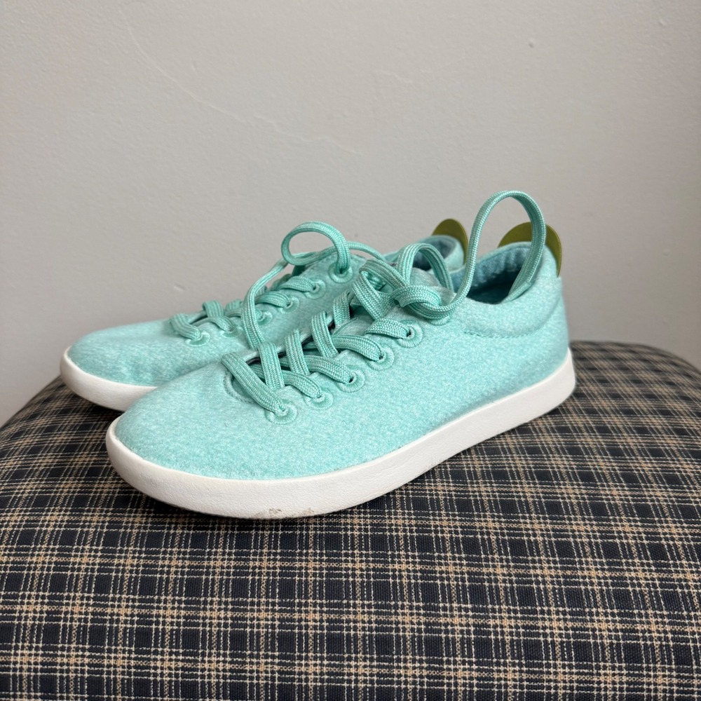 Allbirds Wool Pipers Sustainable Mint Green Lace Up Sneaker Size 6 Marine Blue